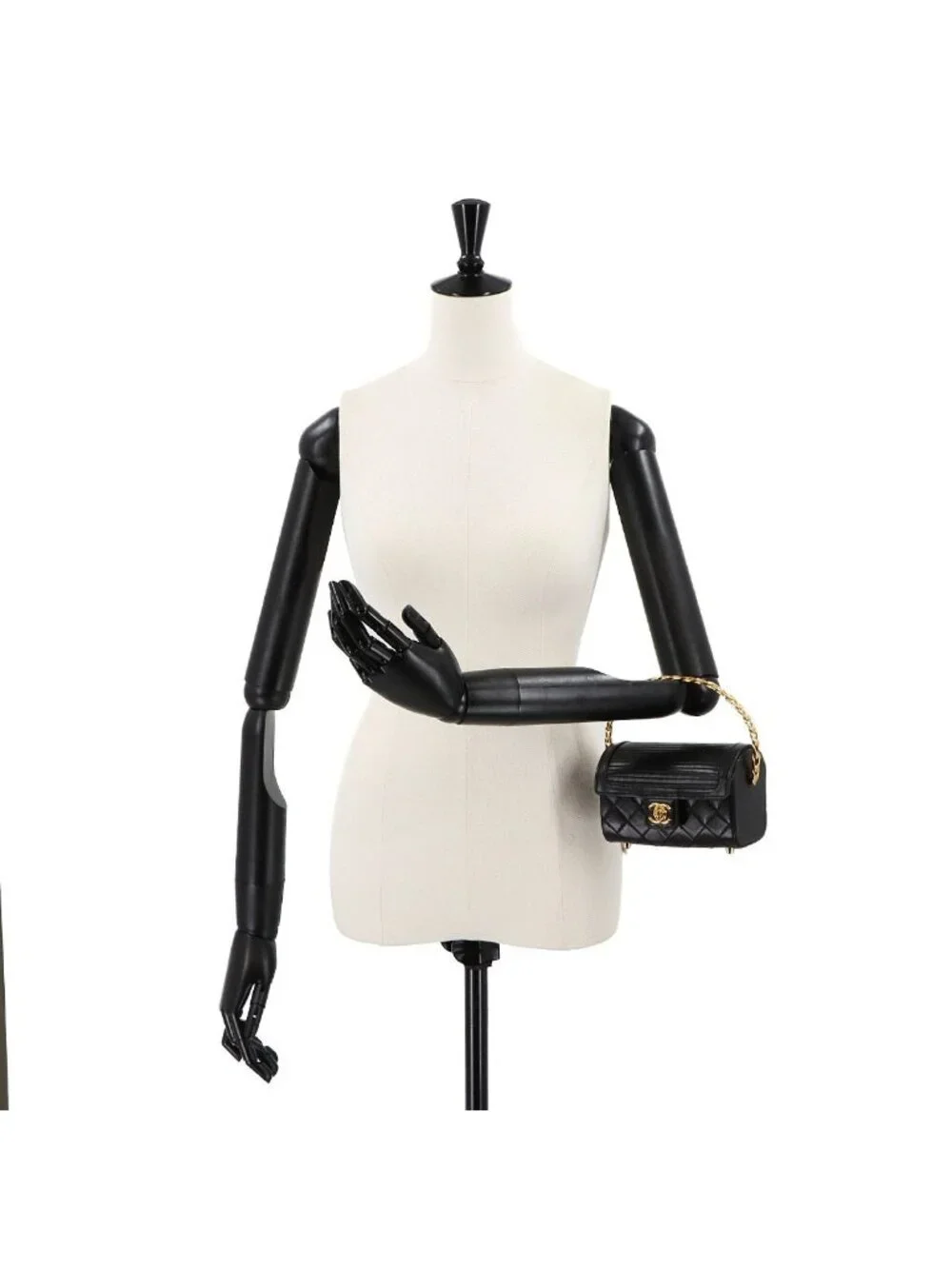 Chanel Quilted Top Handle Flap Hand Bag Lambskin Black Vintage